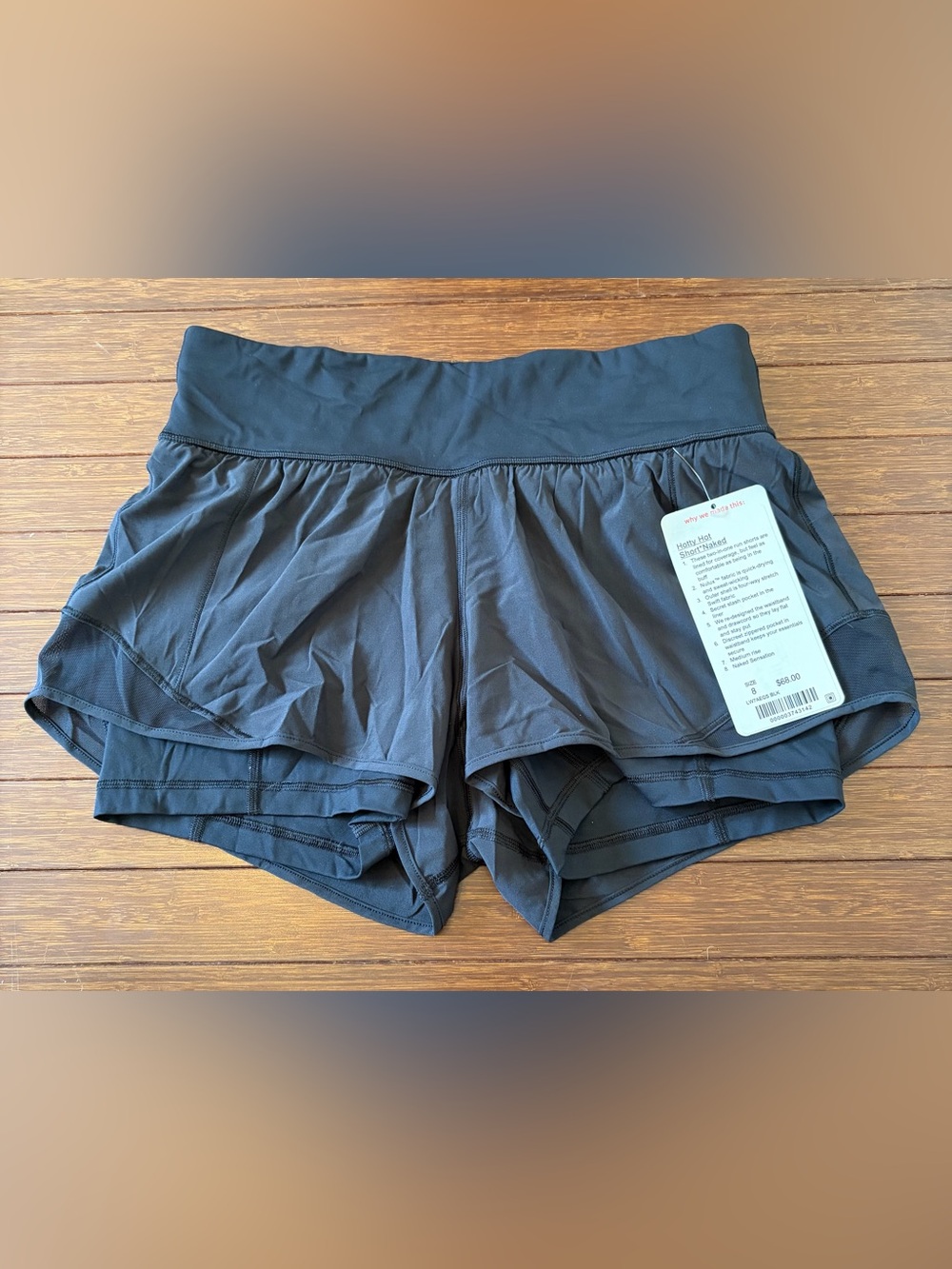 Lululemon Hotty Short Naked 2-in-1 running shorts in size 8 Black NWT